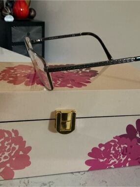 Versace rectangular eyeglasses gunmetal with tortoise arms 
#BV7429411 53-17-140